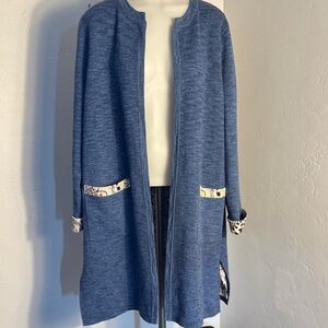 Chico's blue open-front cardigan duster Size 2